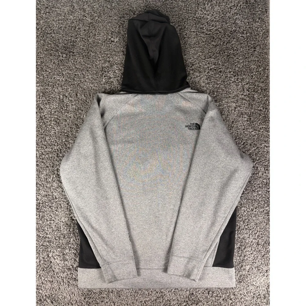 The North Face Mens XL Grey Black Full Zip Hoodie Fleece Jacket Logo Sleeve